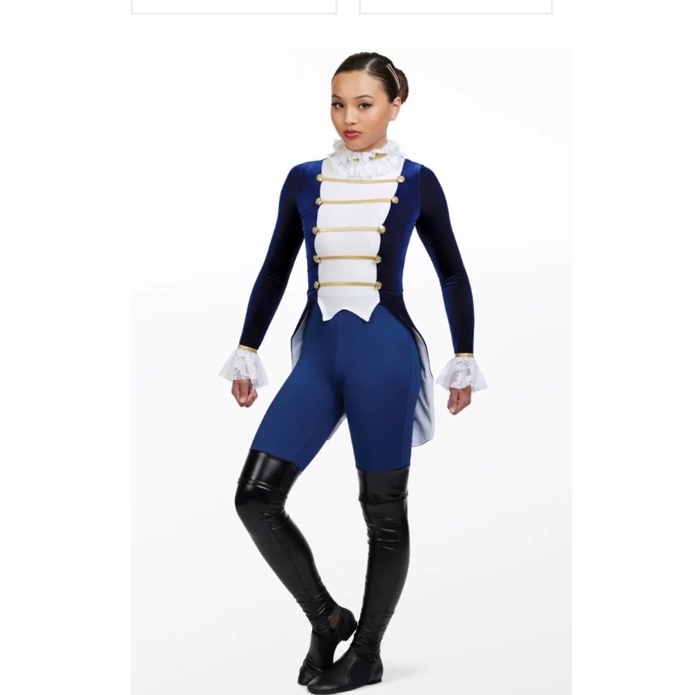 Weissman Blue Hamilton SA Velvet Prince Costume Tailcoat Lace Ruffle Gold Trim